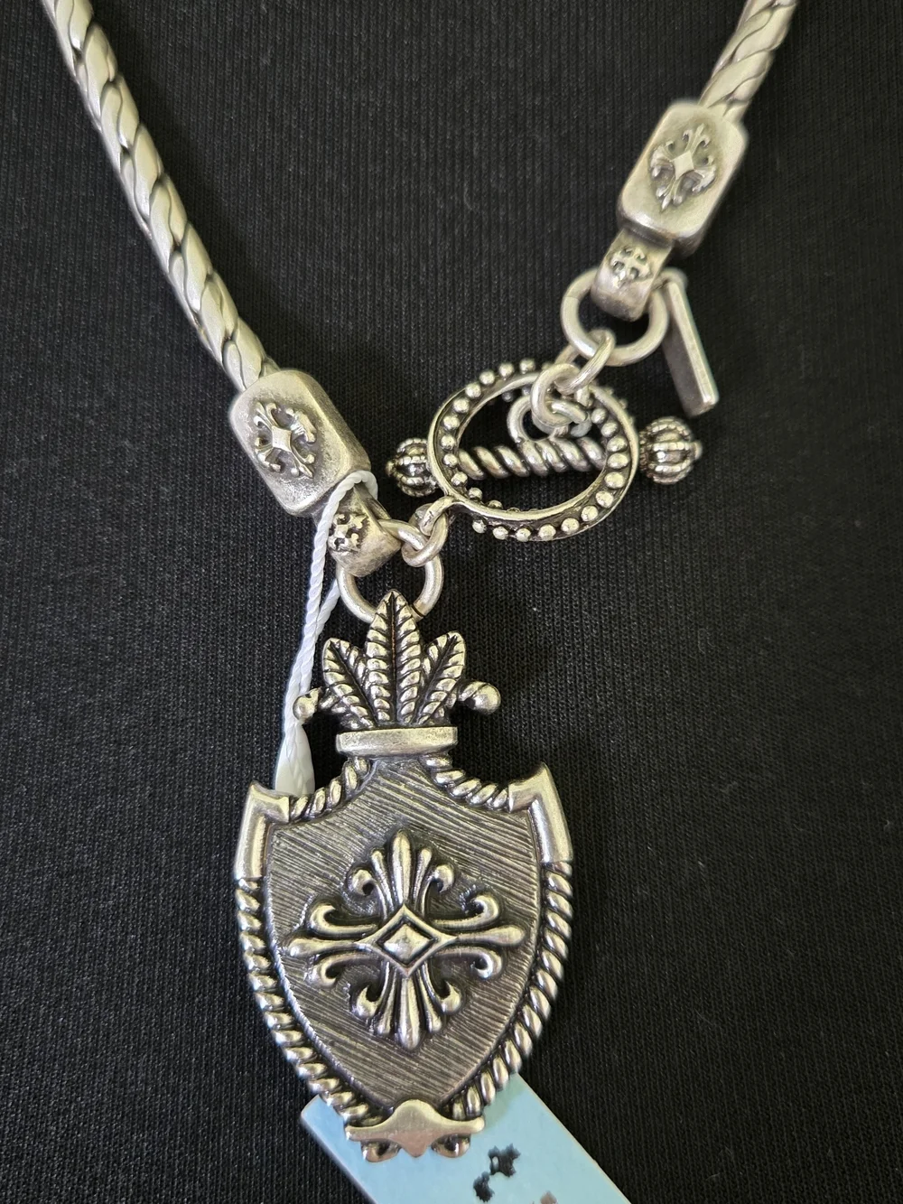 Men's Silver-Tone Shield Pendant Necklace - Unbranded